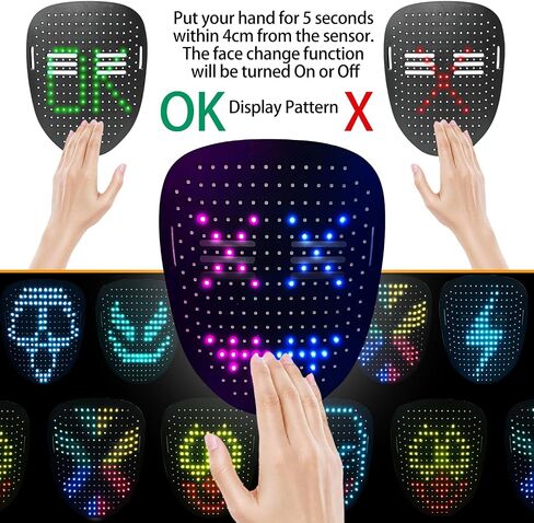 3 حزمة Halloween LED Mask مع استشعار الإيماءات ، والضوء الملون قفازات الهيكل العظمي وأرباح توهج لملحقات الأزياء Cosplay Cosplay Assume in Saudi Arabia