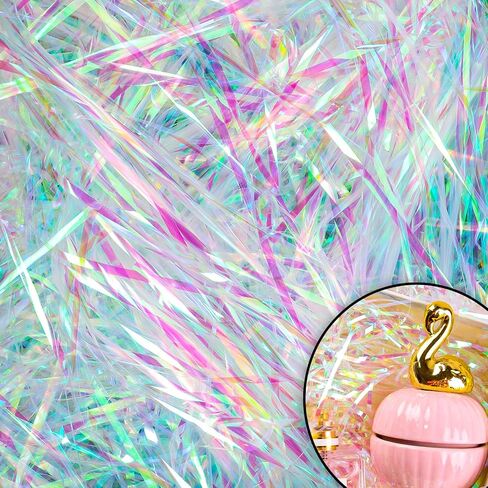 Ottwlli 150 Grams قزحيق جليدية قطع الورق مقطعة حشو ، Farmly Film PP Herfers for Gift Basket Bag Hishaft Box Filler Easter Grass Pox Point in Kuwait