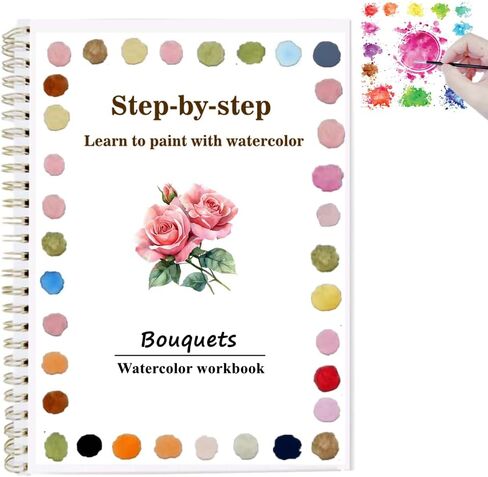 OYVOYV Watercolor Workbooks with 12 Illustractions Beginner Friendly Coloring Book Painting Kit Easy Nature Scenes Paint Set for Creative Exploration Gift for Adults Teens (Flowers, Without Palette) in Saudi Arabia