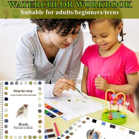 OYVOYV Watercolor Workbooks with 12 Illustractions Beginner Friendly Coloring Book Painting Kit Easy Nature Scenes Paint Set for Creative Exploration Gift for Adults Teens (Flowers, Without Palette) in Saudi Arabia