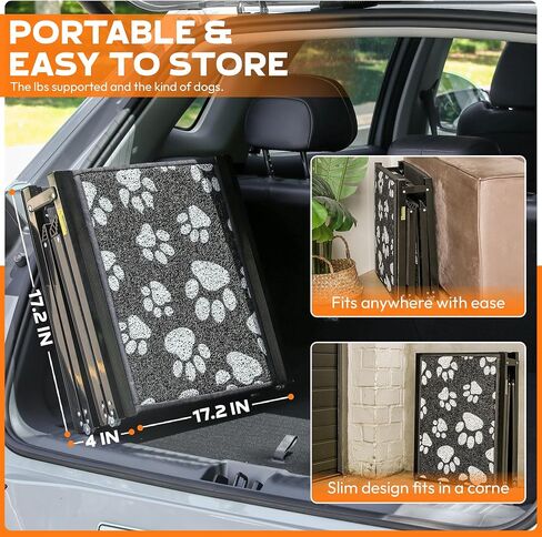 Dog Ramp for Car, Portable Folding Aluminum Pet Ramp with Non-Slip Paw Print Surface. Extra Wide Portable Ramp for Large, Small & Senior Dogs to Get in Cars, SUVs, Trucks & Beds, 71" Long & 17" Wide in Saudi Arabia