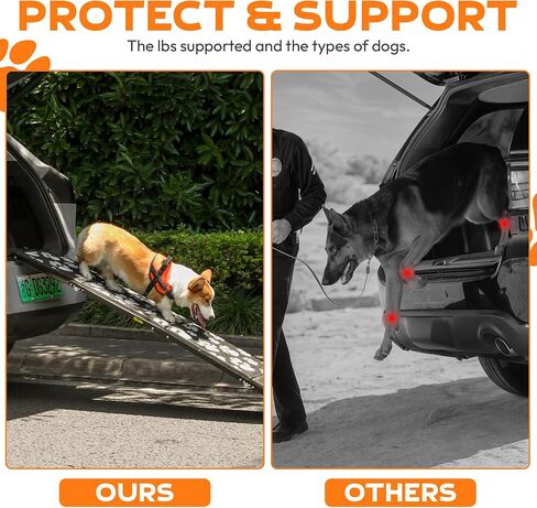 Dog Ramp for Car, Portable Folding Aluminum Pet Ramp with Non-Slip Paw Print Surface. Extra Wide Portable Ramp for Large, Small & Senior Dogs to Get in Cars, SUVs, Trucks & Beds, 71" Long & 17" Wide in Saudi Arabia