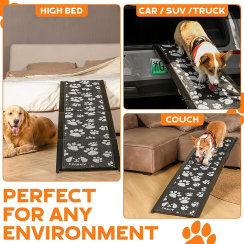 Dog Ramp for Car, Portable Folding Aluminum Pet Ramp with Non-Slip Paw Print Surface. Extra Wide Portable Ramp for Large, Small & Senior Dogs to Get in Cars, SUVs, Trucks & Beds, 71" Long & 17" Wide in Saudi Arabia