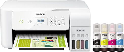 Epson Ecotank ET-2720 اللاسلكي اللون اللاسلكي All-in-واحد Supertank Printer مع الماسح الضوئي والناسخ-أبيض in Saudi Arabia