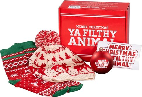 Ya Filthy Animal Merry Christmas Gift Box Set Funny Holiday Beanie Hat, Socks, Ornament & Stickers Christmas Gift Bundle in Saudi Arabia