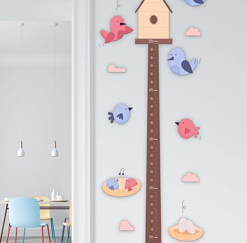Kids Growth Chart Wall Decal, Birds and Birdhouse Design, 27" x 60" se2018 in Saudi Arabia