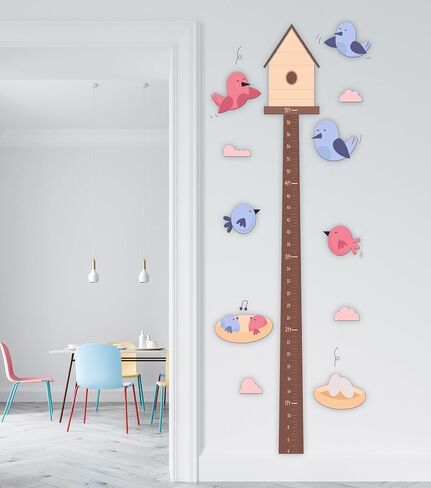Kids Growth Chart Wall Decal, Birds and Birdhouse Design, 27" x 60" se2018 in Saudi Arabia