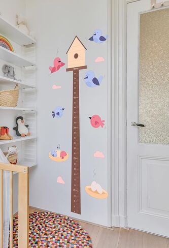 Kids Growth Chart Wall Decal, Birds and Birdhouse Design, 27" x 60" se2018 in Saudi Arabia