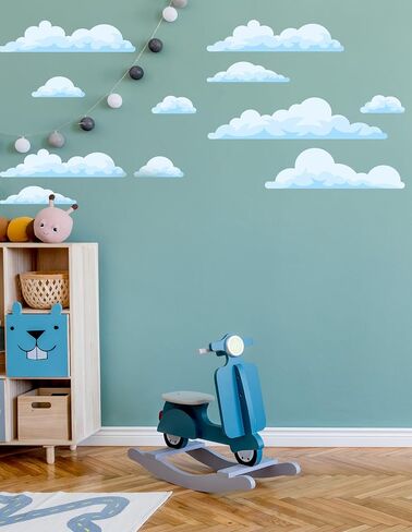 Set of 16 Fluffy Clouds, Watercolor Wall Decals for Nursery, Watercolor Clouds for kids room A001 in Saudi Arabia