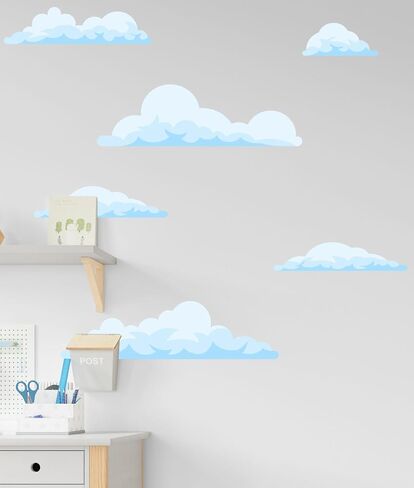 Set of 16 Fluffy Clouds, Watercolor Wall Decals for Nursery, Watercolor Clouds for kids room A001 in Saudi Arabia