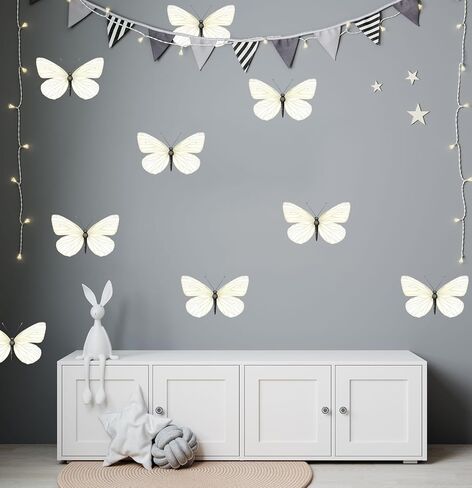 Butterfly Wall Decals - Kids Room Wall Stickers, Natural Color Boho Nursery Decor, Reusable and Removable Butterfly Wall Art a023 in Saudi Arabia