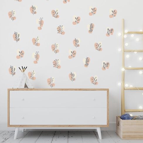 Nursery Room Wall Decals, Set of 30 Leaves with Spots, Beige Colors, Boho Style Decor se222 in Saudi Arabia