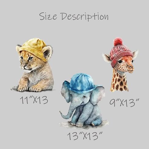 Peel and Stick Baby Safari Animals Watercolor Wall Decal, Watercolor Wall Sticker, Nursery Mural, Giraffe, Lion Wall Decal, A007 in Saudi Arabia