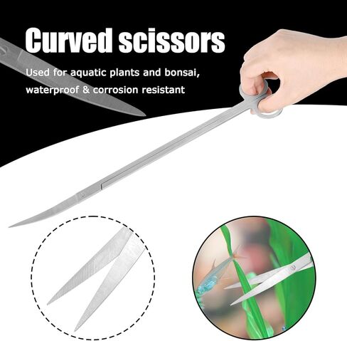 15Inch Extra Long Design Aquarium Aquascaping Tool Stainless Steel Aquascape Tools Kit 4 in 1 Anti-Rust Fish Tank Starter Kit with Long Tweezers Scissors Spatula for Aquarium Plants (Black) in Saudi Arabia
