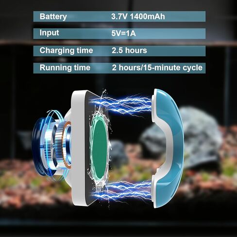 MKM Magnetic Aquarium Glass Fish Cleaner ، أدوات التنظيف الكهربائية المغناطيس لمخطط الأسماك مع مستلزمات الملحقات (3.7 فولت 1400 مللي أمبير في الساعة ، وقت التشغيل 2H ، Chargetime 2.5h) in Saudi Arabia