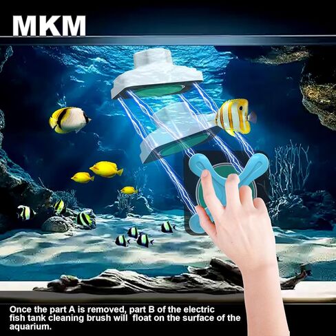 MKM Magnetic Aquarium Glass Fish Cleaner ، أدوات التنظيف الكهربائية المغناطيس لمخطط الأسماك مع مستلزمات الملحقات (3.7 فولت 1400 مللي أمبير في الساعة ، وقت التشغيل 2H ، Chargetime 2.5h) in Saudi Arabia