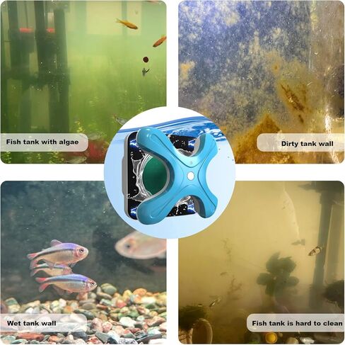MKM Magnetic Aquarium Glass Fish Cleaner ، أدوات التنظيف الكهربائية المغناطيس لمخطط الأسماك مع مستلزمات الملحقات (3.7 فولت 1400 مللي أمبير في الساعة ، وقت التشغيل 2H ، Chargetime 2.5h) in Saudi Arabia