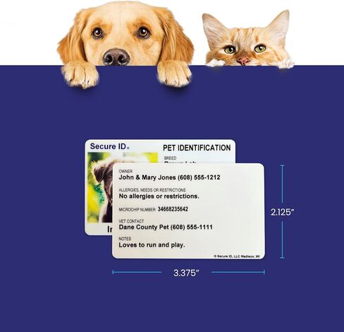 Pet ID Card Dog Cat Emergency Contact Card for Pets - Home Alone Instructions PVC with Key Tag Secure ID, LLC in Saudi Arabia