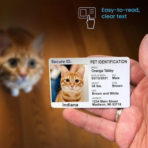 Pet ID Card Dog Cat Emergency Contact Card for Pets - Home Alone Instructions PVC with Key Tag Secure ID, LLC in Saudi Arabia