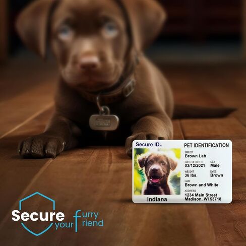 Pet ID Card Dog Cat Emergency Contact Card for Pets - Home Alone Instructions PVC with Key Tag Secure ID, LLC in Saudi Arabia