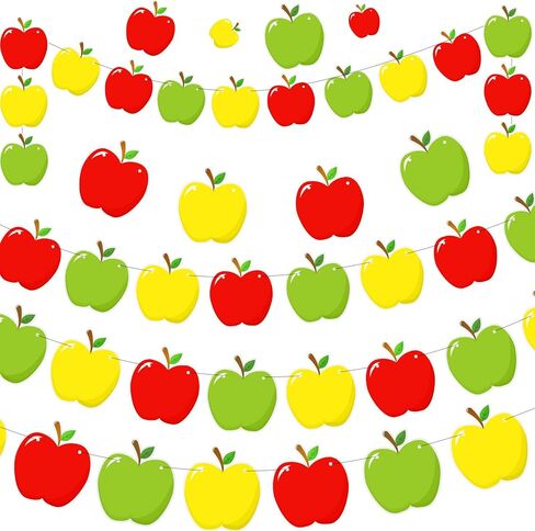 4 PCS Apple Back to School Banner Fall Festival Apple Garland لليوم الأول من المدرسة السعيد ديكور الحصاد الحزب الخريف منزل معلقة in Saudi Arabia