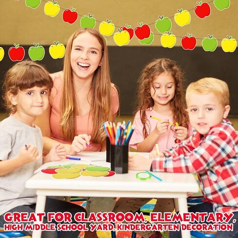 4 PCS Apple Back to School Banner Fall Festival Apple Garland لليوم الأول من المدرسة السعيد ديكور الحصاد الحزب الخريف منزل معلقة in Saudi Arabia