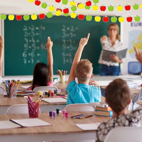 4 PCS Apple Back to School Banner Fall Festival Apple Garland لليوم الأول من المدرسة السعيد ديكور الحصاد الحزب الخريف منزل معلقة in Saudi Arabia