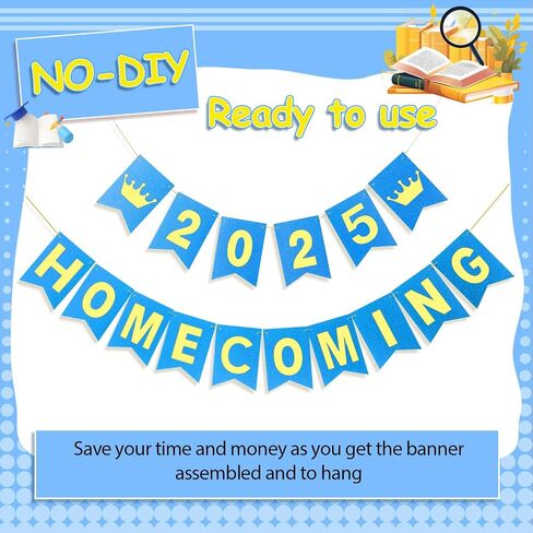 TaoBary Homecoming 2025 Banner Homecoming Party Decorations HOCO Banner for School Dance Party 2025 Welcome Back to School Supplies(Gold, Black) in Saudi Arabia