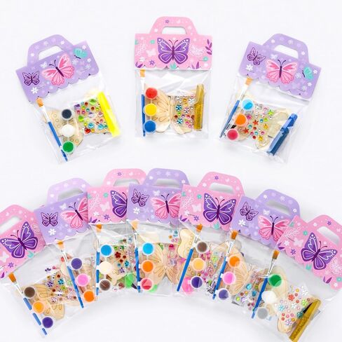 12 PCS Butterfly Party Favors for Kids – Pre-Packaged DIY Butterfly Painting Craft Kits – Birthday Goodie Bag Fillers, Party Supplies, Decorations, Gifts & Prizes for Girls Ages 4-8 in Saudi Arabia
