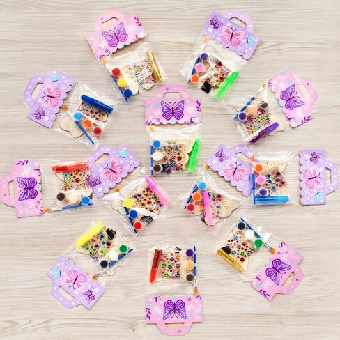 12 PCS Butterfly Party Favors for Kids – Pre-Packaged DIY Butterfly Painting Craft Kits – Birthday Goodie Bag Fillers, Party Supplies, Decorations, Gifts & Prizes for Girls Ages 4-8 in Saudi Arabia