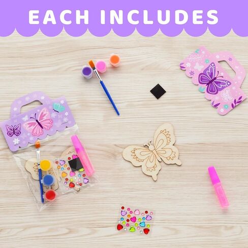 12 PCS Butterfly Party Favors for Kids – Pre-Packaged DIY Butterfly Painting Craft Kits – Birthday Goodie Bag Fillers, Party Supplies, Decorations, Gifts & Prizes for Girls Ages 4-8 in Saudi Arabia