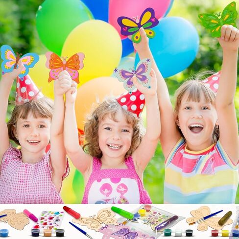 12 PCS Butterfly Party Favors for Kids – Pre-Packaged DIY Butterfly Painting Craft Kits – Birthday Goodie Bag Fillers, Party Supplies, Decorations, Gifts & Prizes for Girls Ages 4-8 in Saudi Arabia