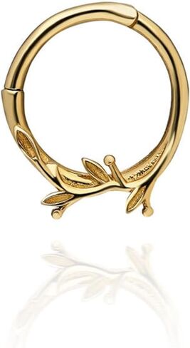 14K Gold Leaf Daith Ring ، حلقة الحاجز ، حلقة حلزونية ذهبية ، حلقة غضروف ، حلقة ديث 18G in Saudi Arabia