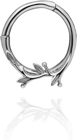 14K Gold Leaf Daith Ring ، حلقة الحاجز ، حلقة حلزونية ذهبية ، حلقة غضروف ، حلقة ديث 18G in Saudi Arabia
