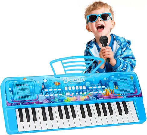 Upgraded 37 Keys Kids Piano Keyboard with Mic Music Stand for 3-6 - Black in Saudi Arabia