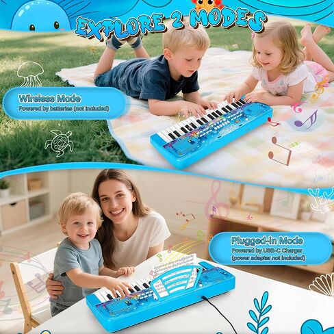 Upgraded 37 Keys Kids Piano Keyboard with Mic Music Stand for 3-6 - Black in Saudi Arabia