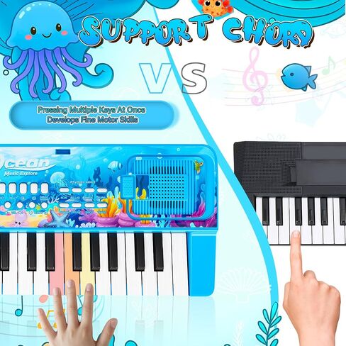 Upgraded 37 Keys Kids Piano Keyboard with Mic Music Stand for 3-6 - Black in Saudi Arabia