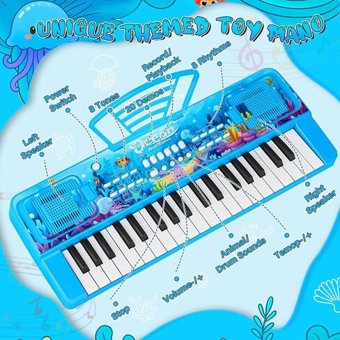 Upgraded 37 Keys Kids Piano Keyboard with Mic Music Stand for 3-6 - Black in Saudi Arabia