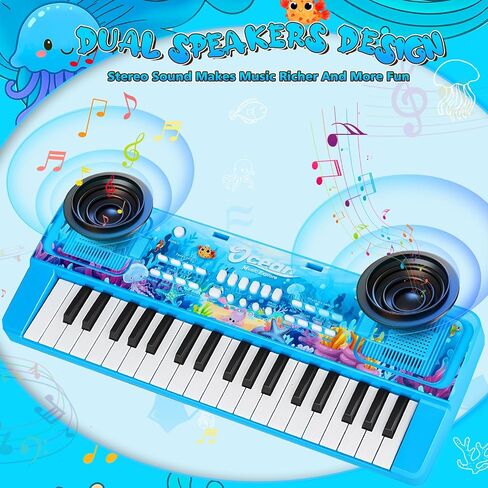 Upgraded 37 Keys Kids Piano Keyboard with Mic Music Stand for 3-6 - Black in Saudi Arabia