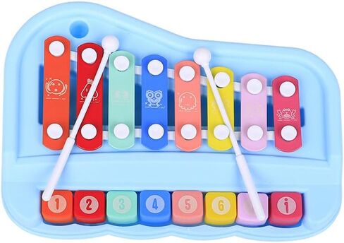 2 في 1 بيانو xylophone للأطفال الصغار ، 8 ألعاب الأسباب متعددة الألوان والأثر اللاعب الزيلوفوني البيانو الموسيقي للأطفال الصغار (الوردي) in Kuwait