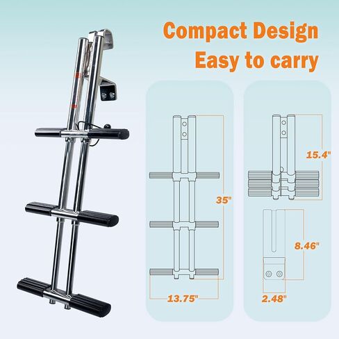 3 Step Boat Dive Ladder,Stainless Steel Telescoping Boat Ladder,Foldable Ladder for Marine Boat,Pontoon Boat,Yacht in Saudi Arabia