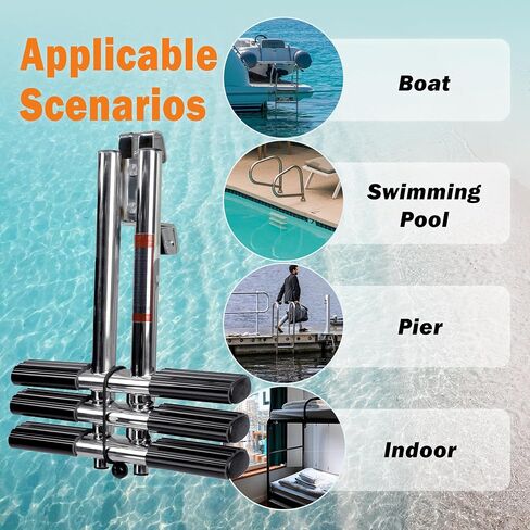 3 Step Boat Dive Ladder,Stainless Steel Telescoping Boat Ladder,Foldable Ladder for Marine Boat,Pontoon Boat,Yacht in Saudi Arabia