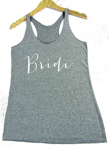 Bride White Text Print Casual Racerback Tank Top Vintage Triblend Shirt For Women in Saudi Arabia