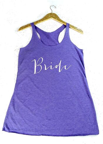 Bride White Text Print Casual Racerback Tank Top Vintage Triblend Shirt For Women in Saudi Arabia