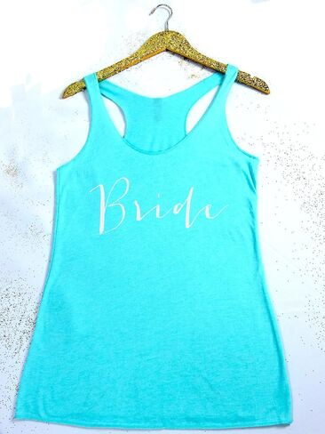 Bride White Text Print Casual Racerback Tank Top Vintage Triblend Shirt For Women in Saudi Arabia