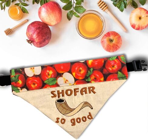 Shofar So Good Dog Bandana/Over the Collar Rosh Hashanah Dog Bandana/Embroidered Dog Bandana (All Sizes) in Saudi Arabia