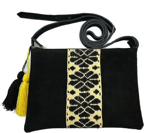Crossbody "Vicenta", made by Jühue Artesanal, Made in Mexico, Grey bag, handembroidery, unique piece, Embroidered bag, Mexican embroidery, Handmade, Suede Crossbody, Crossbody embroidery in Saudi Arabia