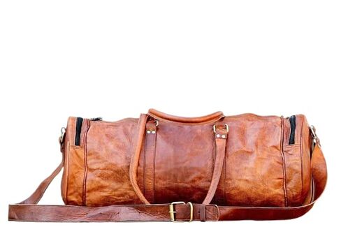 100% Leather Luggage Handmade Duffel Bag for Large Travel and Gym (24x9x8 inches) in Kuwait