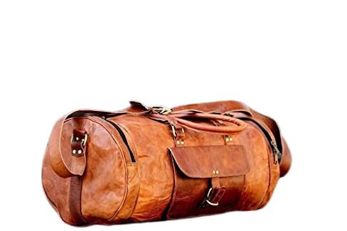 100% Leather Luggage Handmade Duffel Bag for Large Travel and Gym (24x9x8 inches) in Kuwait