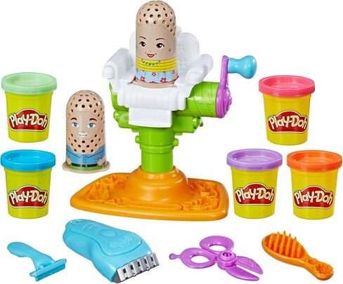 Play-Doh Buzz 'n Cut Fuzzy Pumper Barber Shop Set, Electric Buzzer, 5 Colors of 2-Ounce Cans, Preschool Toys, Christmas Gifts Girls & Boys, Ages 3+ (Amazon Exclusive) in Kuwait